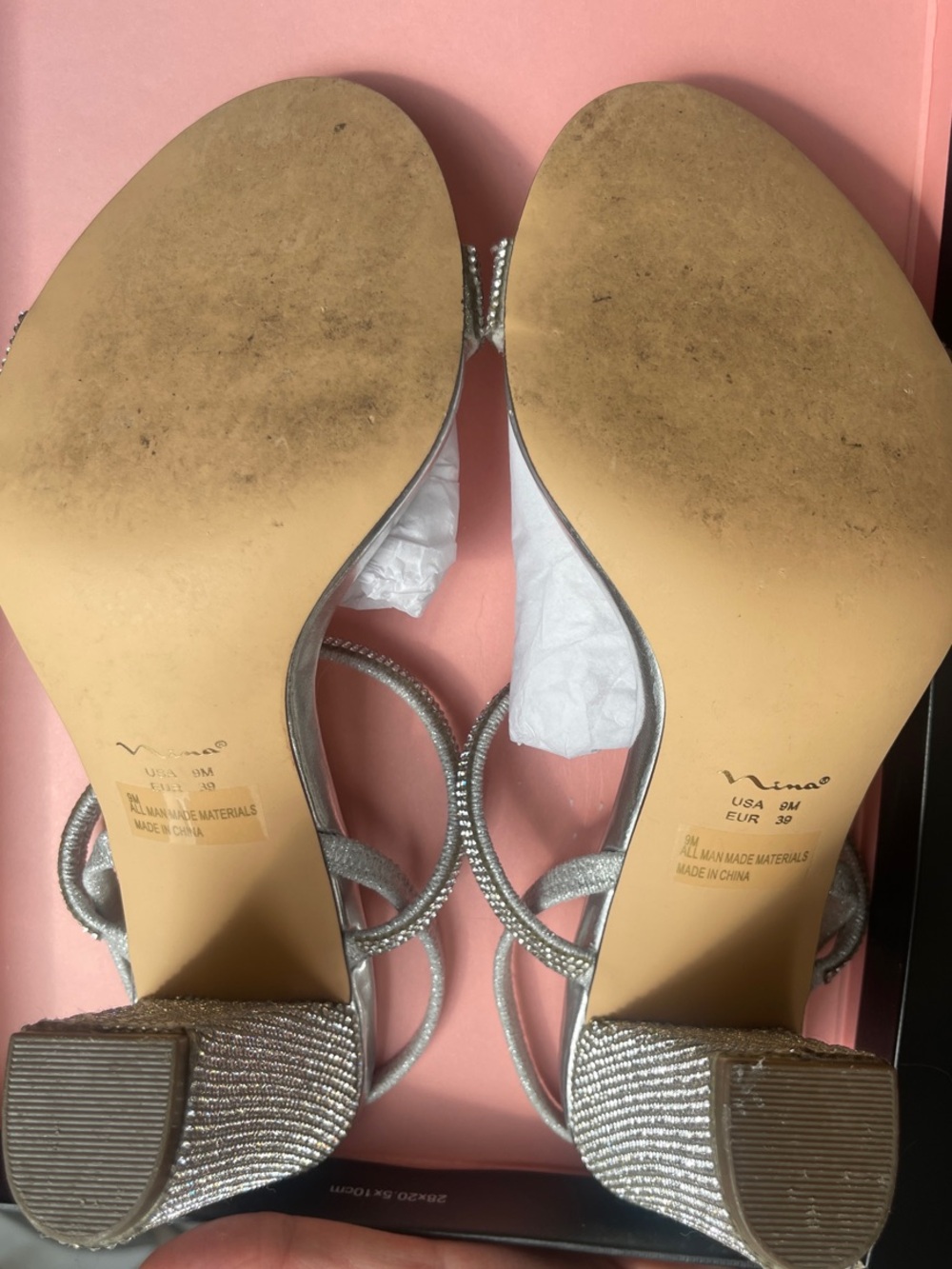 Nina Shimmering Silver Rhinestone Block Heel - Picture 9 of 9
